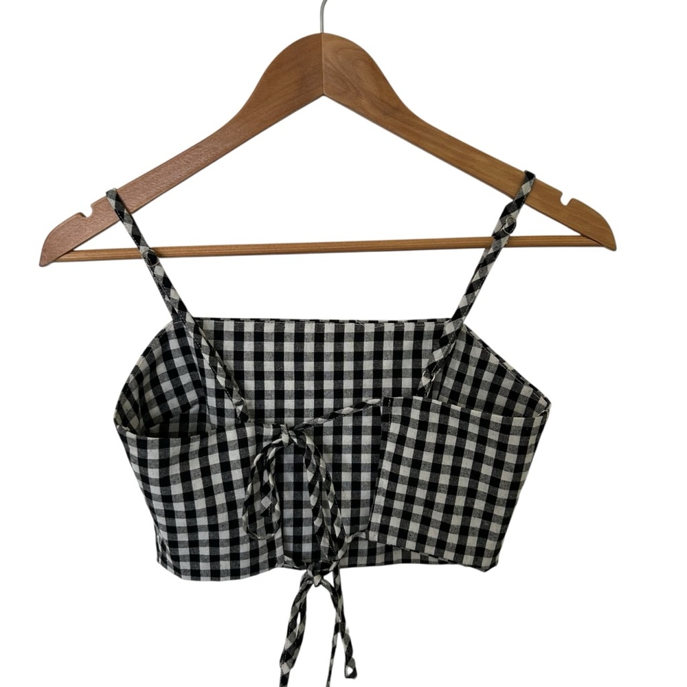 Cotton Candy LA Black & White Gingham Checkered Crop Top & Skort Set Size Small - Picture 4 of 6